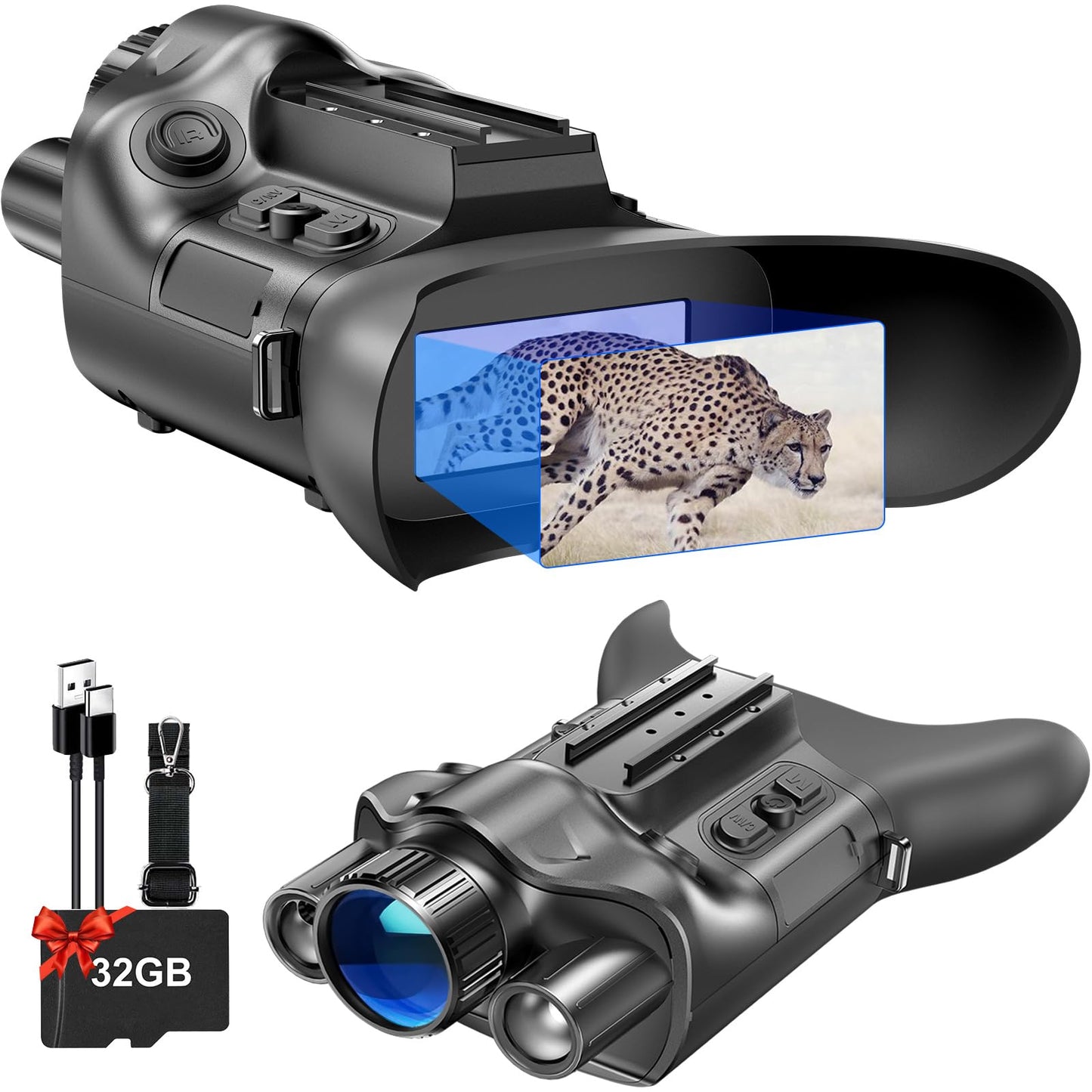 Crangcam Night Vision Goggles with Night Vision Rangefinder, 4K Video Photo in Full Dark HD Camera Day Night Use 6X Digital Zoom Rechargeable Infrared Night Vision Binoculars for Adults