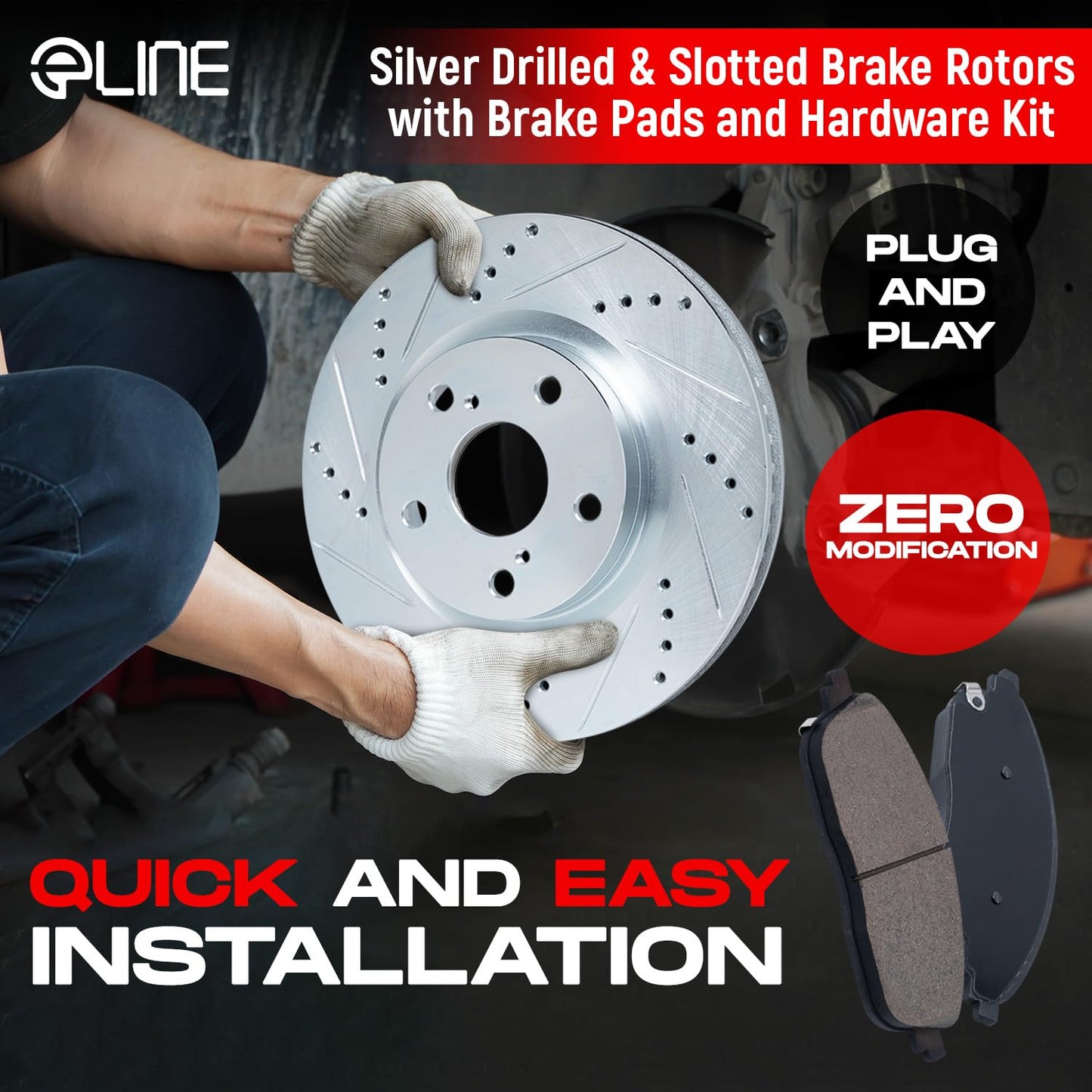 R1 Concepts Front and Rear Brake Kit For 2018-2022 Kia Stinger| Drilled Slotted Brake Rotors| Optimum OEP Brake Pads and Rotors Kit| Hardware included