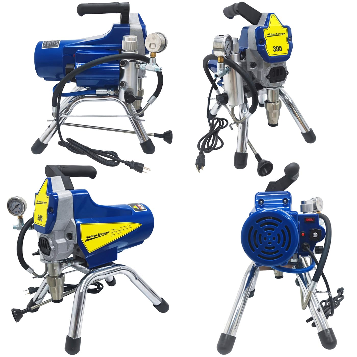 INTBUYING 395 Airless Paint Sprayer, 2200W High Efficiency Electric Airless Paint Sprayer, 3300PSI Cart Thinning-Free Airless Sprayer with Spray Gun 110V for Home, Commercial Use