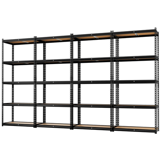 LEVELEVE 5-Tier Storage Shelving Unit, Metal, for Garage, Kitchen, Laundry Room, Adjustable, 35" L x 16" W x 73" H, Rectangular, 4 Pack