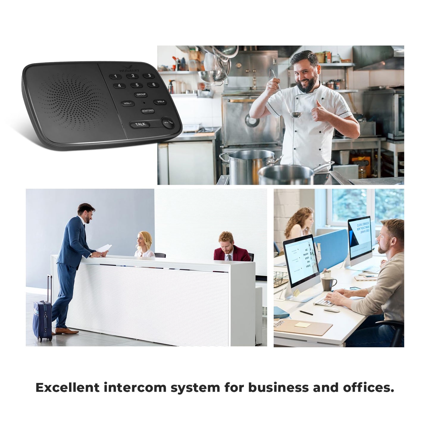 Hosmart Intercoms Wireless for Home UltraSpeak Pro, 2025 Full Duplex Wireless Intercom System for Business, Room to Room Intercom Two Way Real-time Intercom with 1200 Feet Range (6 Stations)