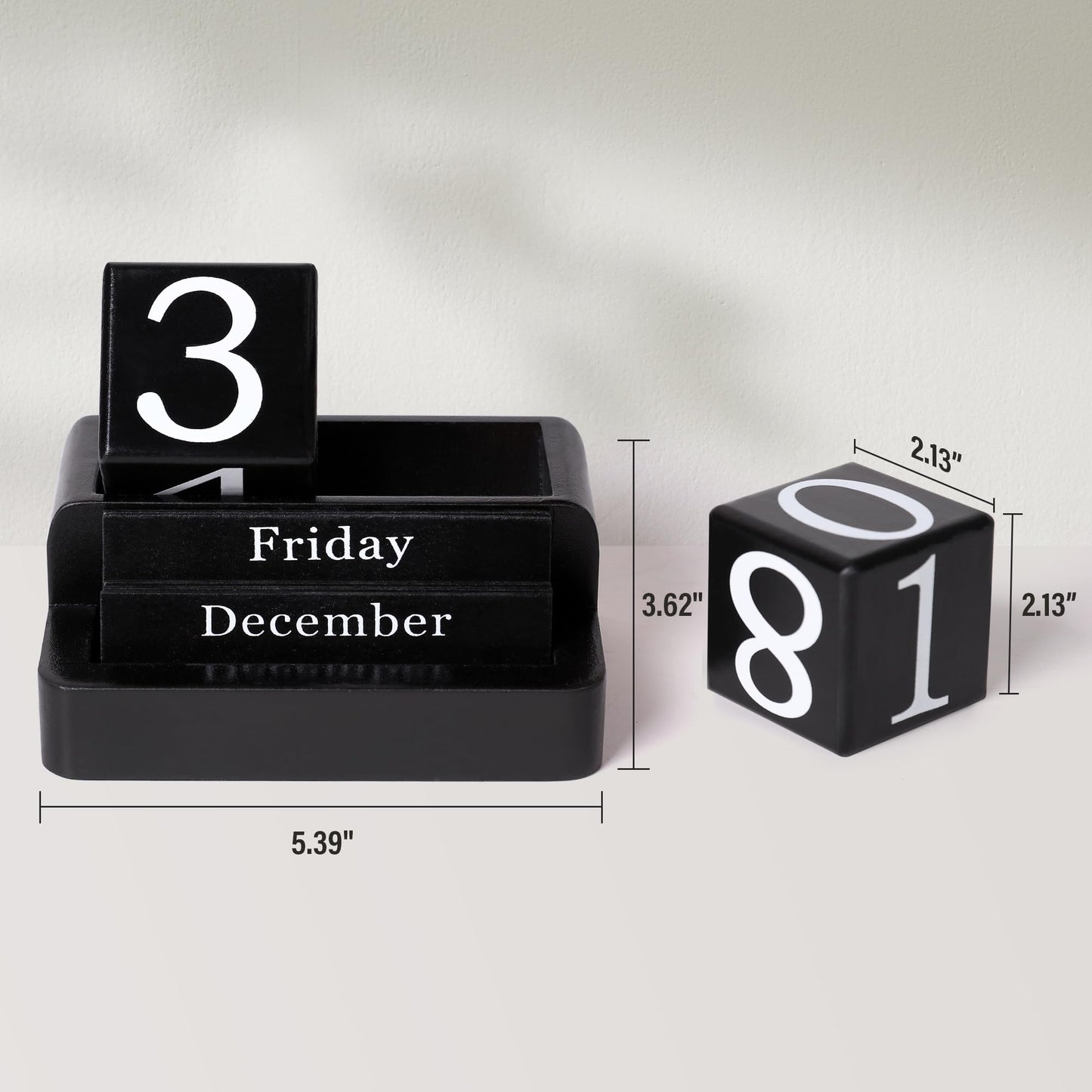 EASEYA Wooden Block Calendar for Desk, Daily Desktop Perpetual Desk Calendar, Modern Farmhouse Aesthetic Desk Accessories for Home Office Decor, Teacher, Classroom, Reusable Yearly, Black