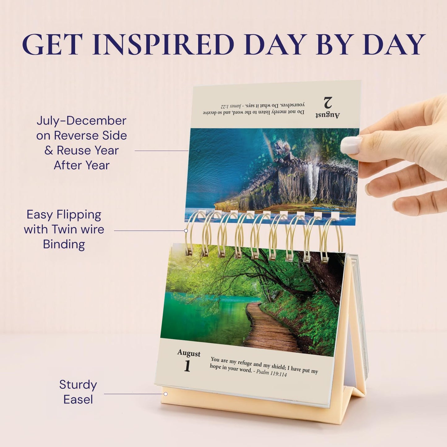 365 Bible Verses Daily Flip Desk Calendar - Undated Reusable Perpetual Flip Verses Christian Inspirational Gift for Men & Religious Gifts for Women (Bible Verses NIV)