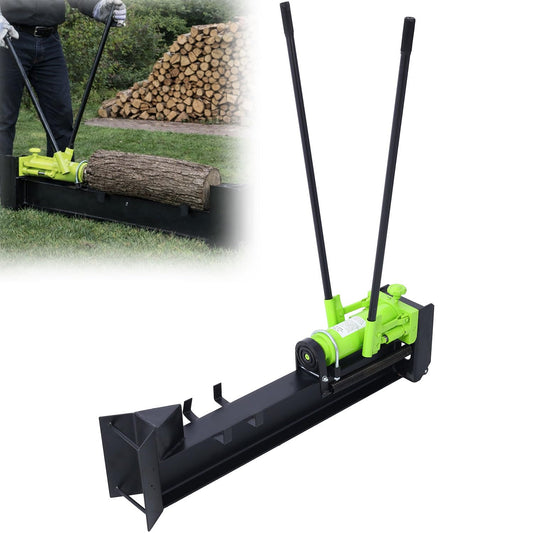 SRECELL 10 Ton Manual Hydraulic Log Splitter, Horizontal Steel Beam Wood Splitter with Wheels, Portable Cordless Firewood Splitter for Fireplace, Stove & Outdoor Use