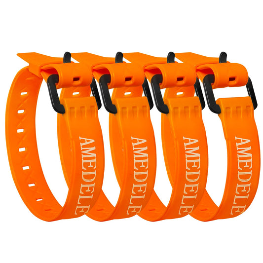 AMEDELE 4 Pack Lashing Straps with Buckles,Adjustable Utility Tension Straps,Simple Tie-Downs Straps for Securing Bike Moto Luggage,Garden Hoses,Skis,Wires and Cables,Orange,22"