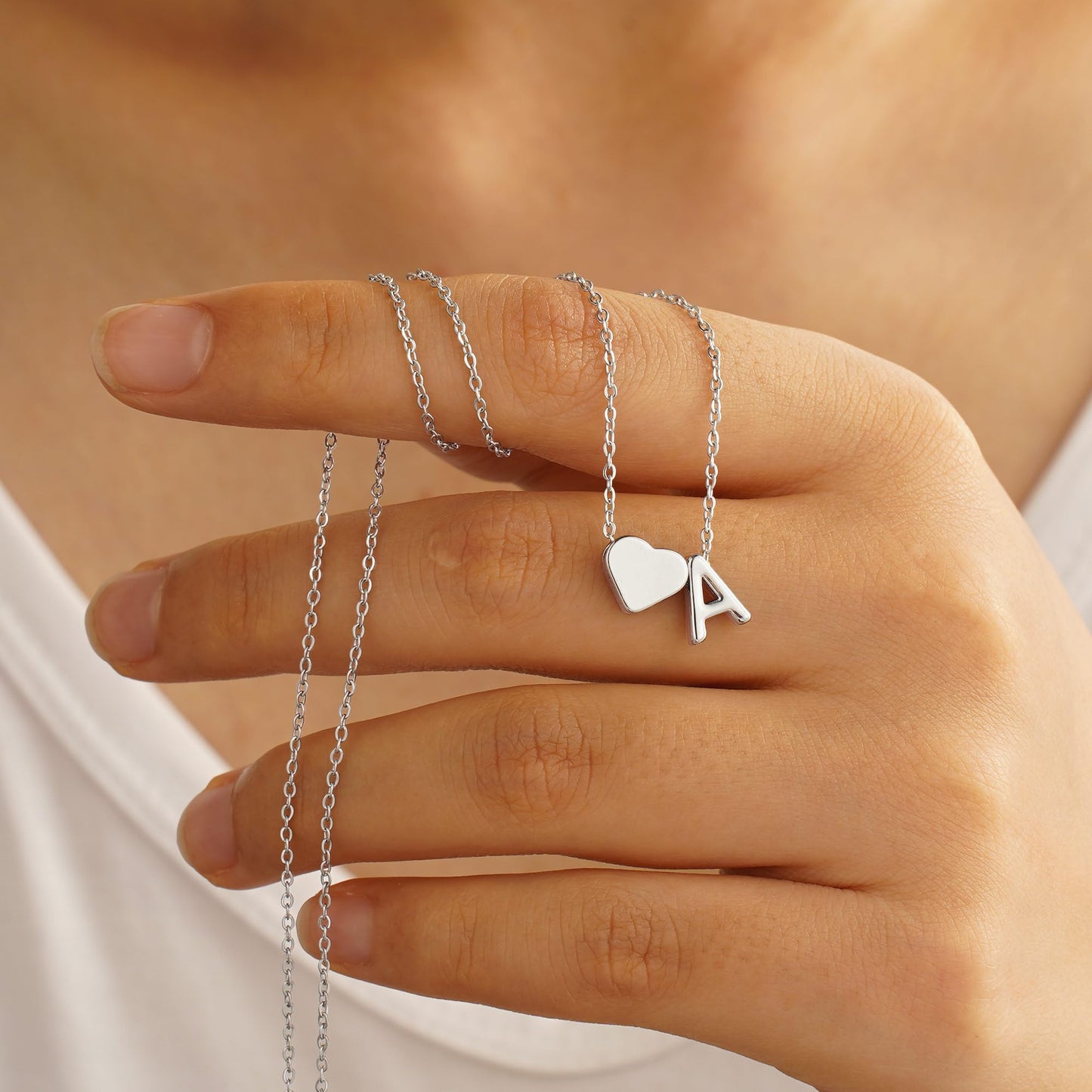 Turandoss Heart Initial Necklace for Women, Heart Initial N Dainty Necklaces Tiny Silver Necklaces Birthday Gifts for Women Jewelry