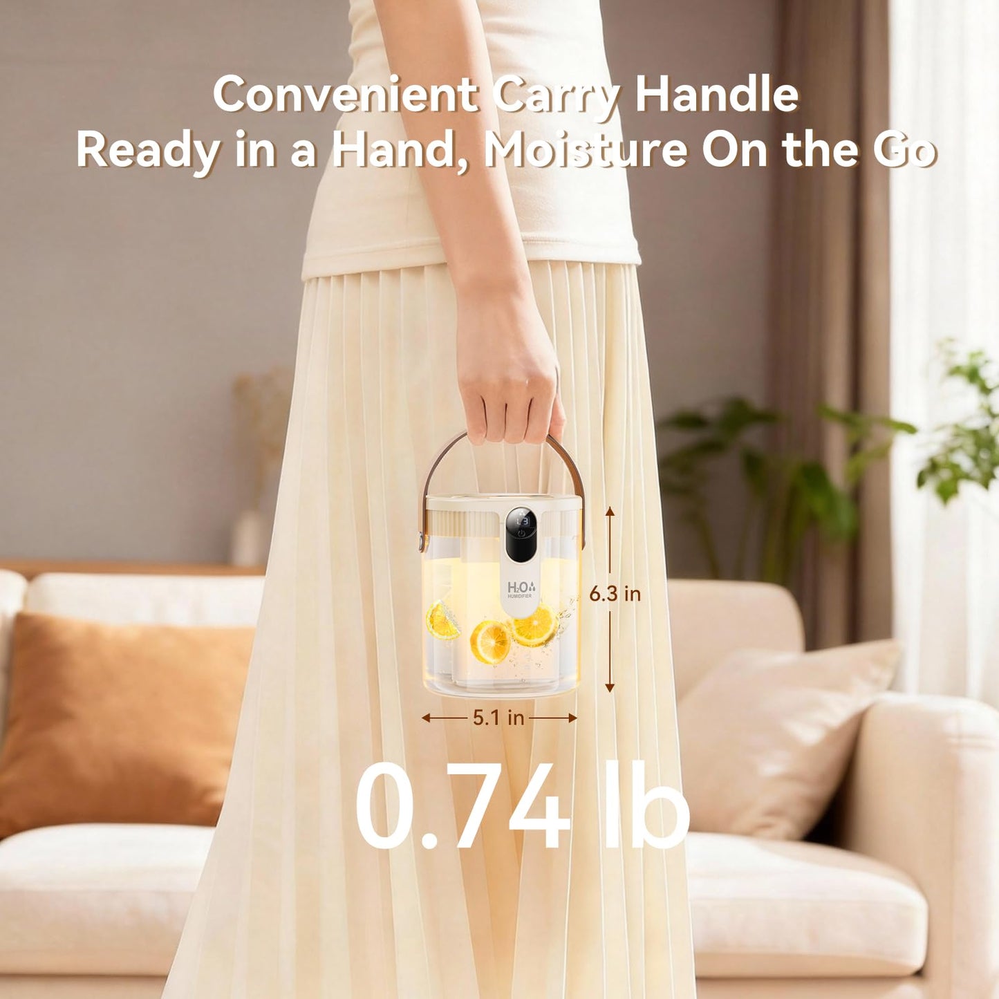DIGIX Small Portable Humidifiers for Bedroom, 1.4L Top Fill Cool Mist Humidifier for Home Office Travel, 3 Mist Modes, Auto Shut Off, Night Light, Easy to Clean Quiet Humidifier for Baby Plant (Beige)
