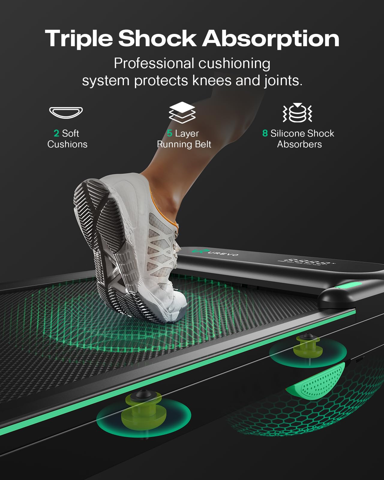 UREVO Strol 2E Smart 2-in-1 Folding Treadmill, Compact Walking Pad with Safety Handle, Plug and Play, Dual LED Display, Workout APP, Walking or Running for Home Office, Remote Included, Flaxen