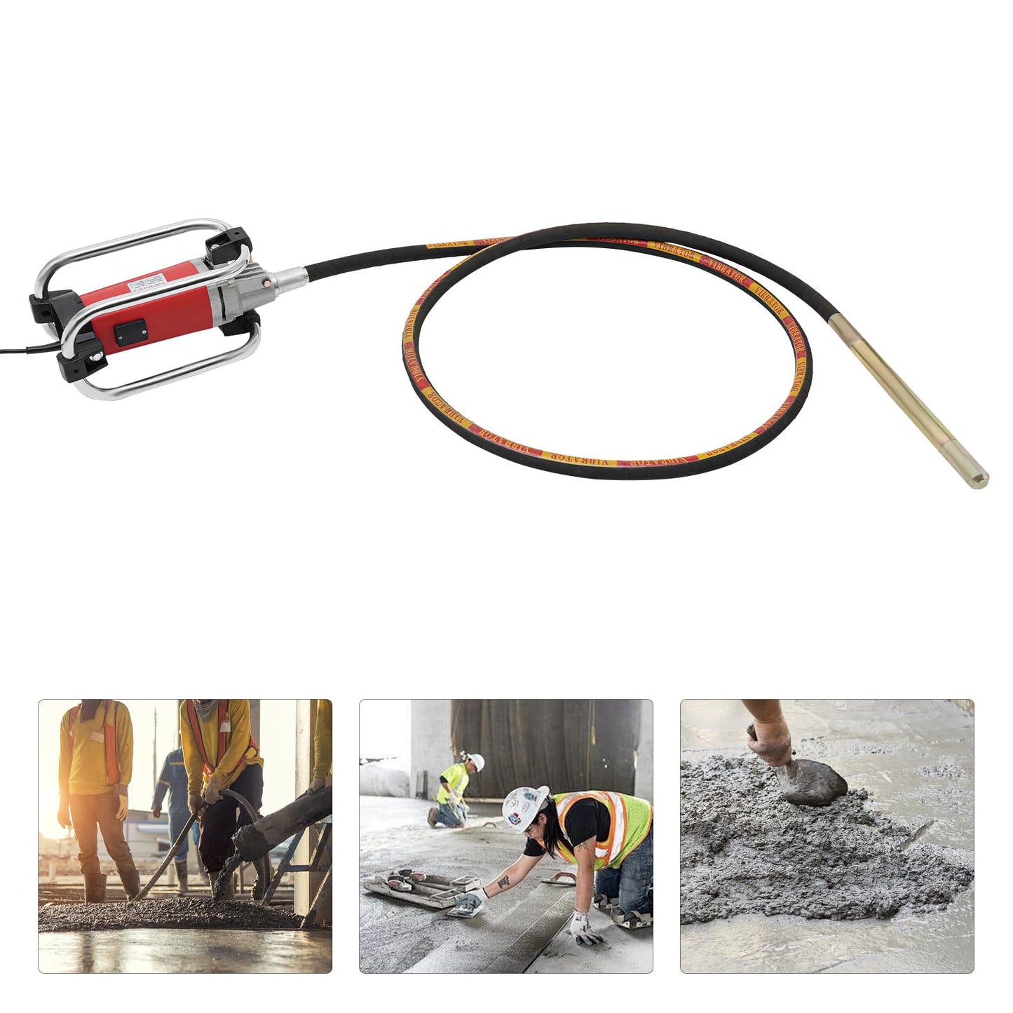 Electric Concrete Vibrator, 2000W 4300r/min, Copper Motor Handheld Concrete Vibrating Tool, Portable Pencil Cement Vibrator with Shaft of 13.12ft / 4m, Remove Air Bubble and Level Concrete (Red)