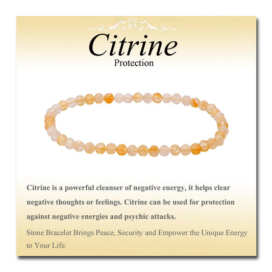 MASSIVE BEADS Natural Genuine Gemstone Beads Healing Crystal Chakra Reiki Jewelry Faceted Round Beads Bracelets (Citrine, 3mm)