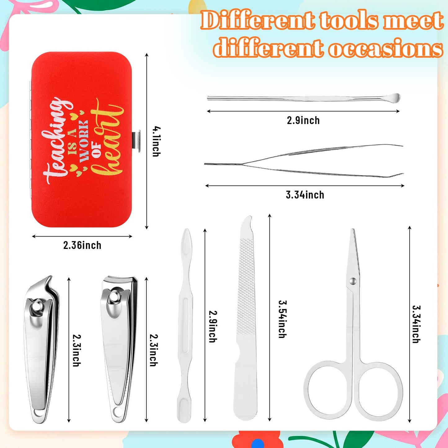 Lanties 24 Sets Teacher Appreciation Manicure Gifts for Women 24 Nail Clippers Pedicure Kit Stainless Steel Grooming Inspirational Kits 24 Bags 24 Cards Thank You Gifts for End of Year Teachers Gift