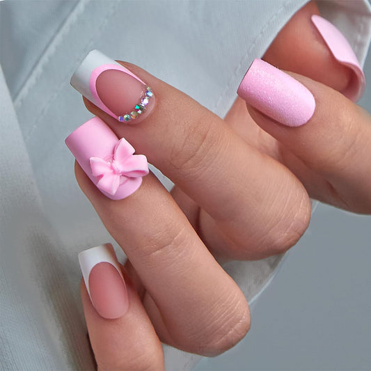 CurvLife Press On Nails – 30Pcs Soft Gel Fake Nails, Reusable Glue On Nail Kit with Adhesive Tabs, Natural Fit & Salon-Quality for Women & Girls (Pink Fairy)