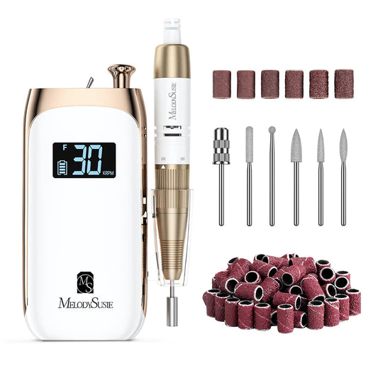 MelodySusie Entry-Level Clip-On Vintage-Style Nail Drill, SC320C 30000RPM Rechargeable E-File for All Manicure Shaping & Gel Removal, Perfect for Training, Nail Art Practice & Home Use
