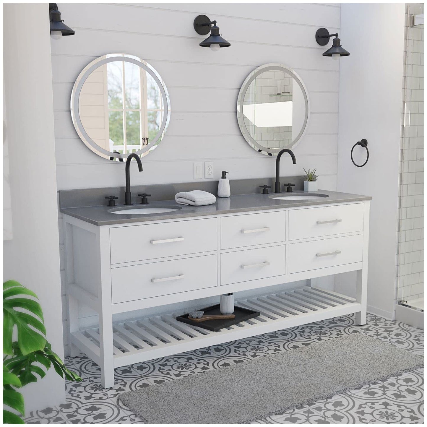 Valencia 72 Inch Oak Double Sink Bathroom Vanity