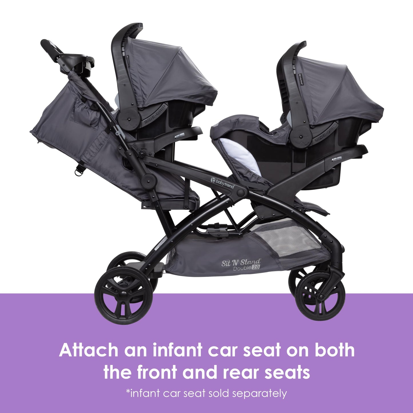 Baby Trend Sit N' Stand® Double 2.0 Stroller, Dash Grey