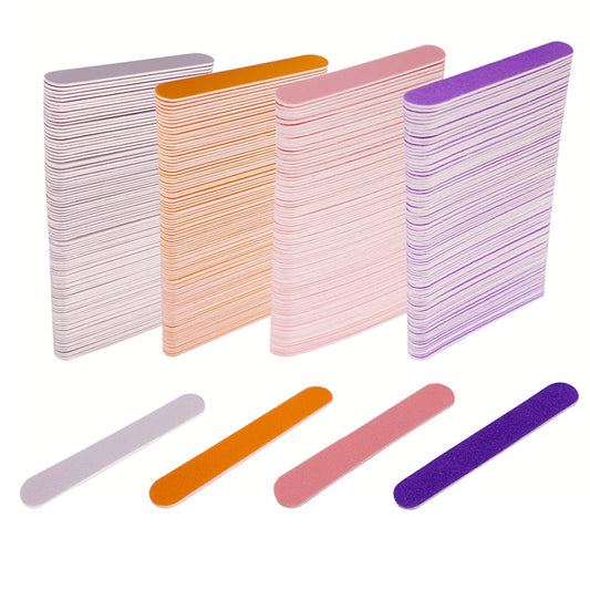 Mini Nail Files Bulk (400 Pcs), Double Sided Emery Board Nail File for Nature Nails, Manicure Tool Set Disposable Colorful Nail File for Home Salon Use Travel Size Men Women Kids Wood Board
