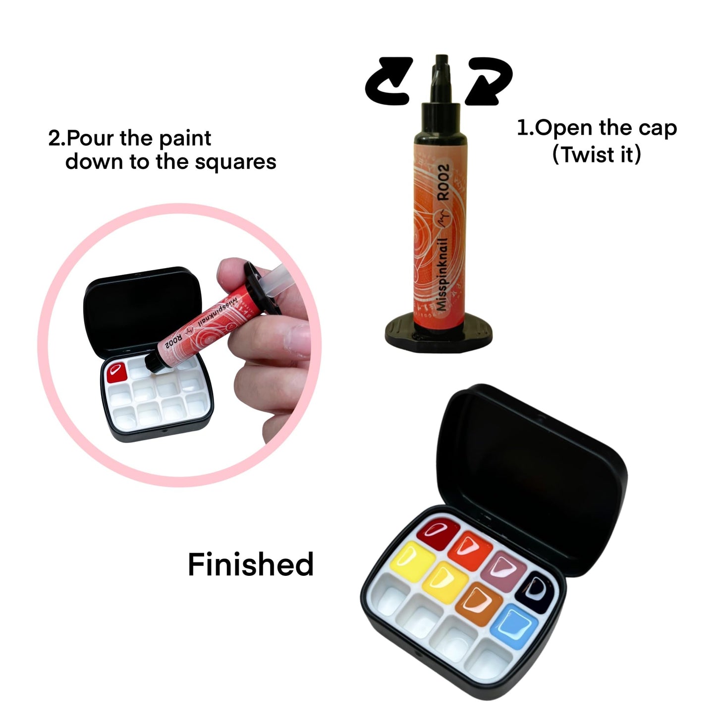 YJMyujimi Advanced Painting Gel for Nail Art,8 colour kit with 2 palette(12 divsions),Non wipe,Manicure Professional Nail Salon DIY at Home Gift (B)