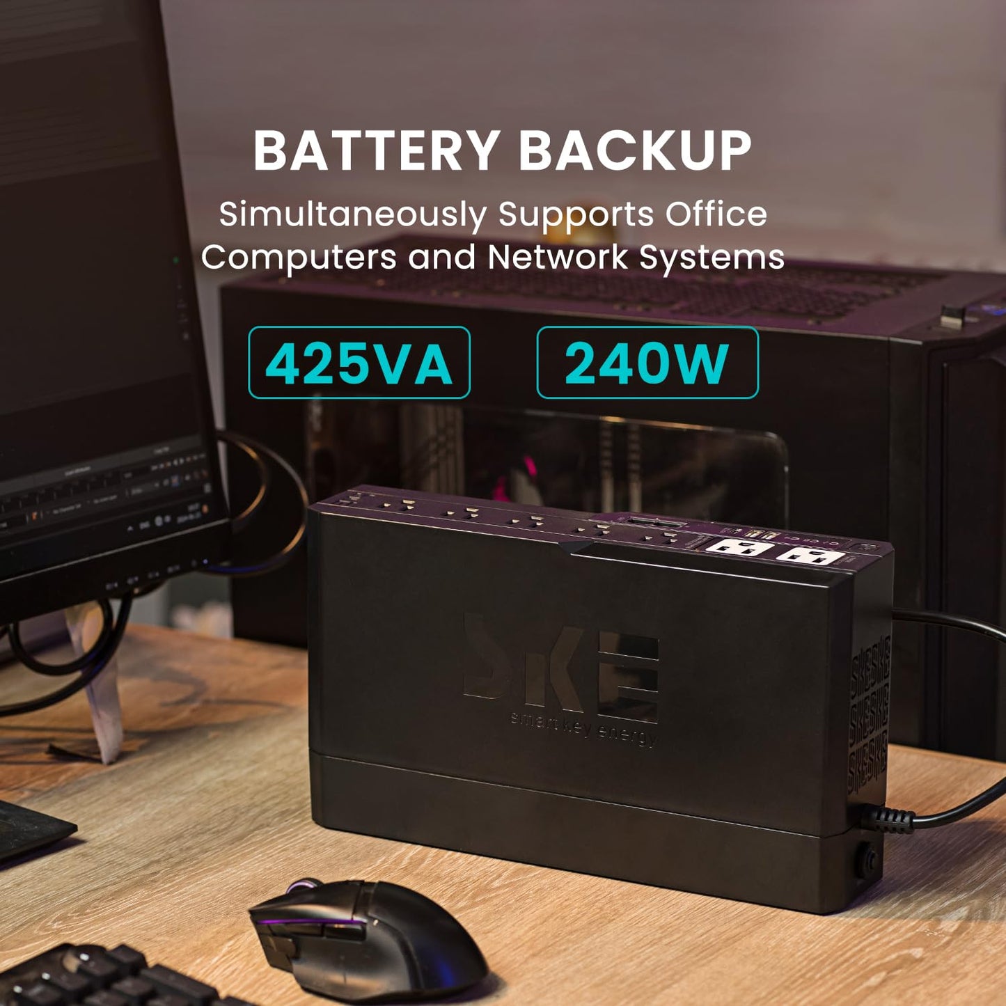 SKE SMART KEY ENERGY SKE 425VA/240W UPS Battery Backu Surge Protector for Computer UPS Battery Backup Uninterruptible Power Supply…, VL425