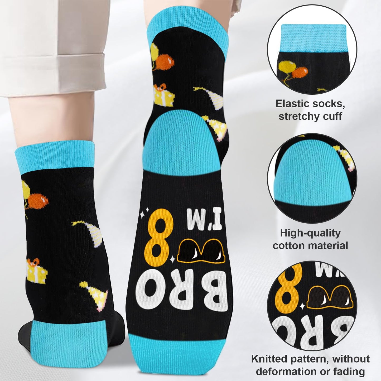 Juesly 8 Year Old Birthday Gifts for Boys - Socks for Boys with Pop Up Birthday Card, Presents for 8 Year Old