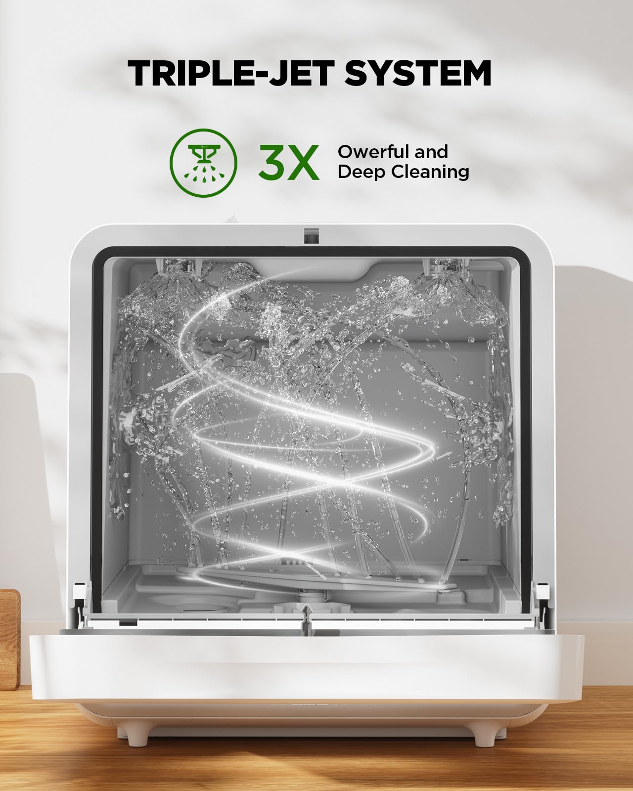 Silonn Portable Countertop Dishwasher | Smart App Control, Triple-Jet Cleaning, Built-In Water Tank & Dual Supply | Compact for Dorm, Apartment, RV