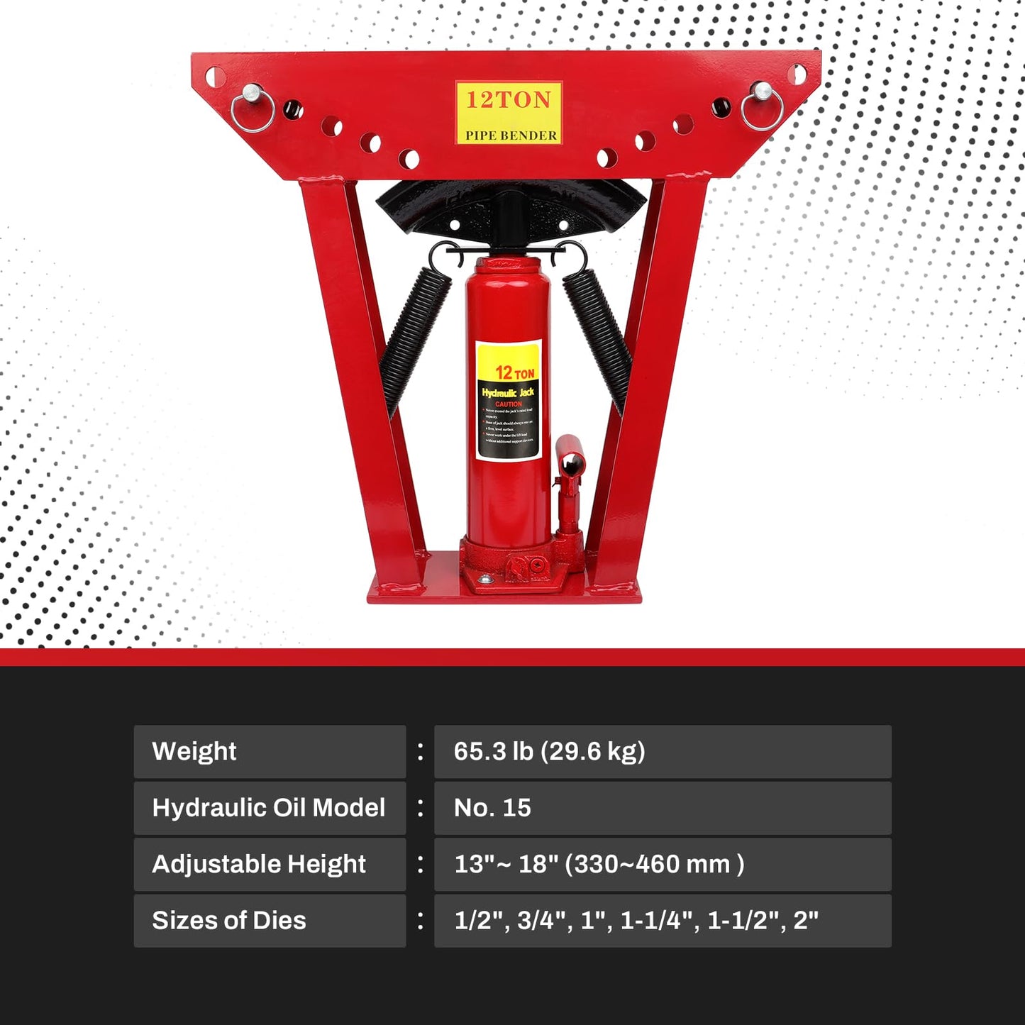 12 Ton Hydraulic Pipe Bender, Manual Copper Pipe Bender, 90°-180° Adjustable Rollers Hydraulic Tubing Bender with 6 Dies for Steel Iron Metal Ratcheting