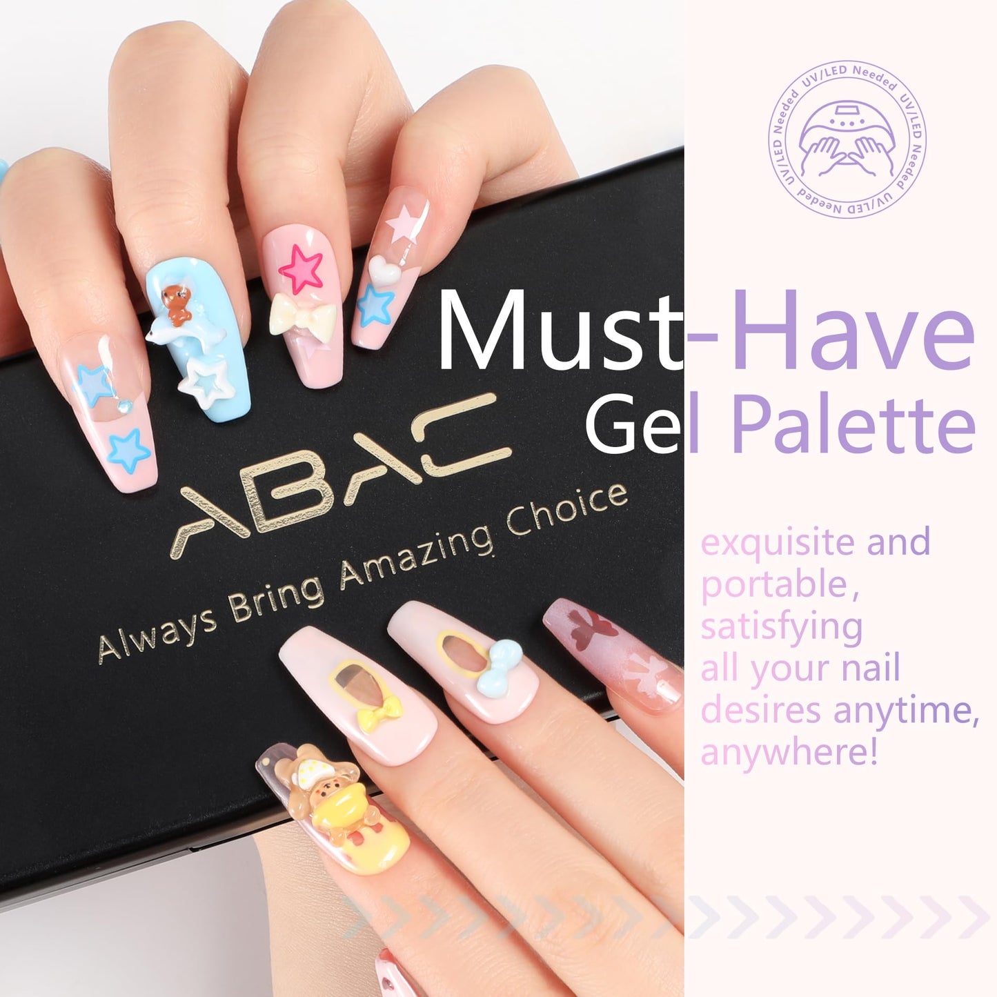 ABAC Pastel Shimmer Solid Gel Nail Polish,Ombre Gel Polish for Pat Painting,Spring&Summer Easter Hema-free 24 Colors Soak Off Gel Polish Kit w/Nail Art Brush for Salon and Nail Art DIY at Home