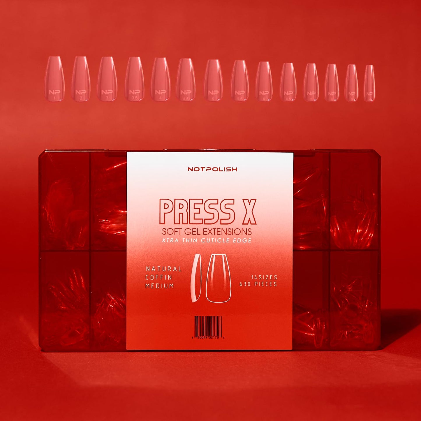 Notpolish PRESS X Soft Gel Nail Extensions - Medium Natural Coffin Shaped Nail Tips for a Flawless Fit - Durable, Break-Resistant Fake Nails - Easy-to-Use Press On Nails - 630 Pcs
