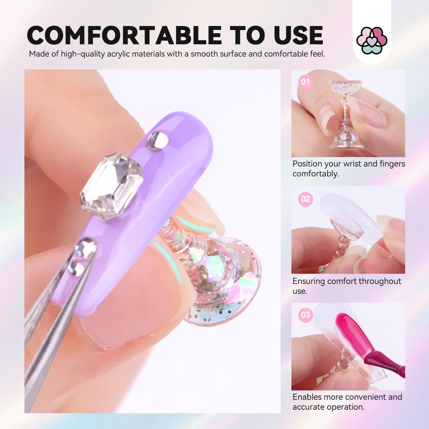 SAVILAND Nail Stand for Press On Nails Display:15pcs Nail Stand Set 3X Strong Magnet Fake Nail Holder Painting Handheld U V Light for Nails: 3W Portable Mini UV Light for Gel Nail Sticker