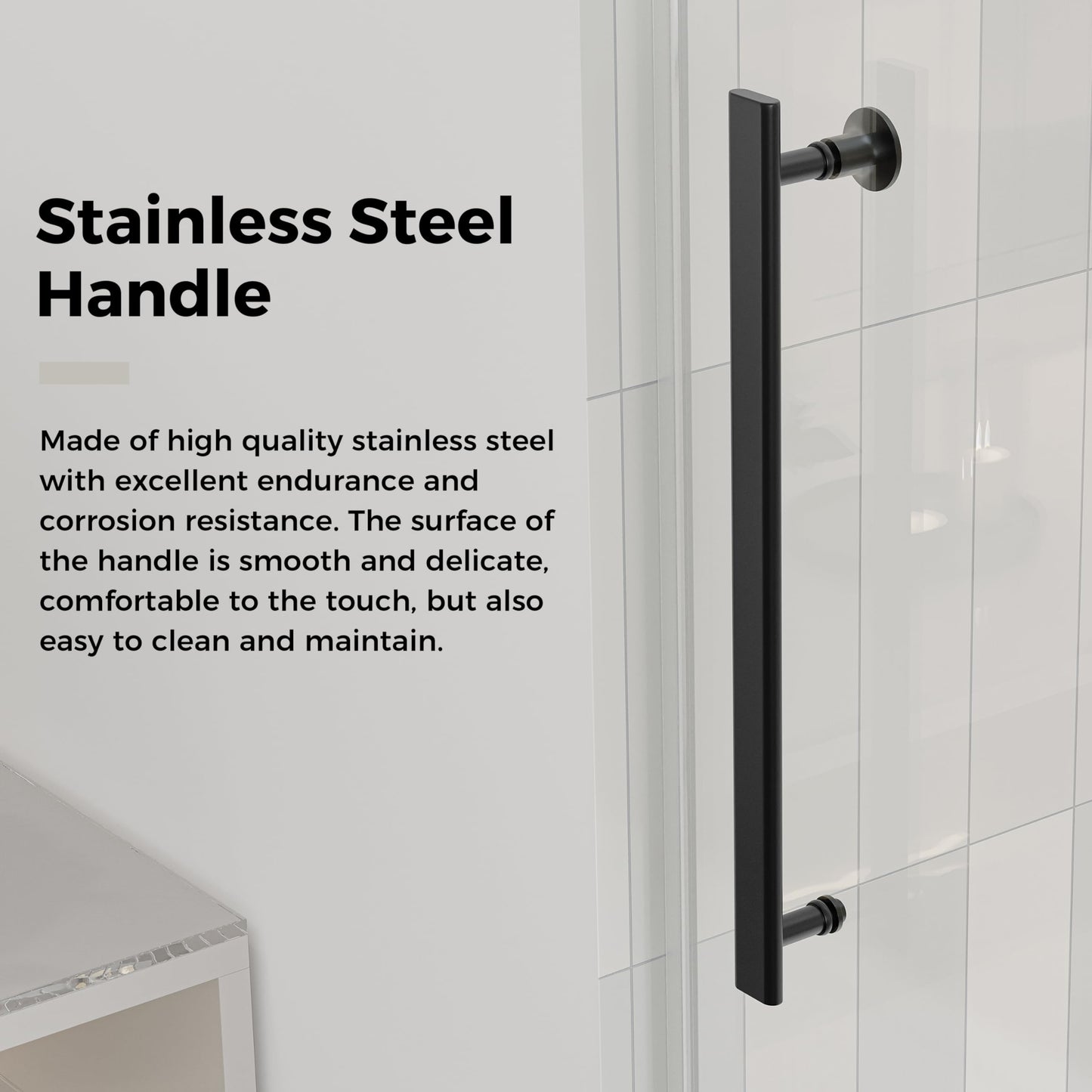 DELAVIN 56-60.in W x 75.in H Frameless Shower Door, Water Repellent Black Shower Door with SGCC Certified Clear Tempered Glass, Easy Sliding Showe Door with Explosion-Proof Film, Stainless Steel