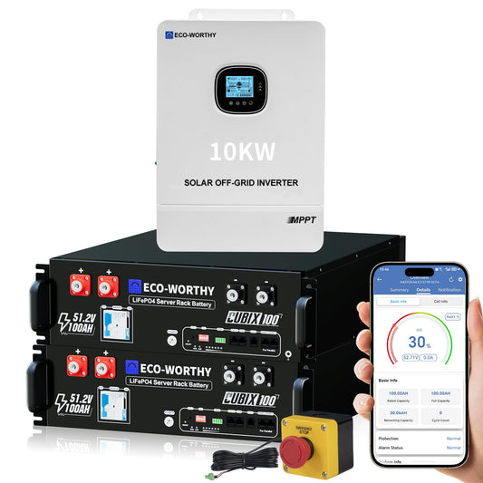ECO-WORTHY Home Power Station Backup Power,AC 10000W Output+10240Wh LiFePO4 Battery Support Communication,Bluetooth and WiFi,Fast Charge,for Home Backup,Emergency,Solar System Components