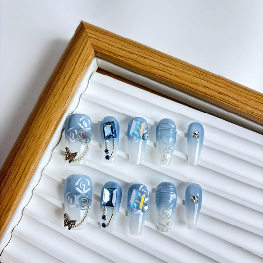 Yabonica 10Pcs Handmade Press On Nails (071P, M)