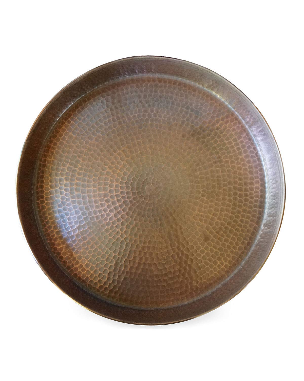 Sertodo Copper Oyster Bar Cart Tray | 14 in Diameter x 1.5 in deep | 100% Pure Copper, Hand Hammered, Heavy Gauge | Elegant Serving | Timeless Durability