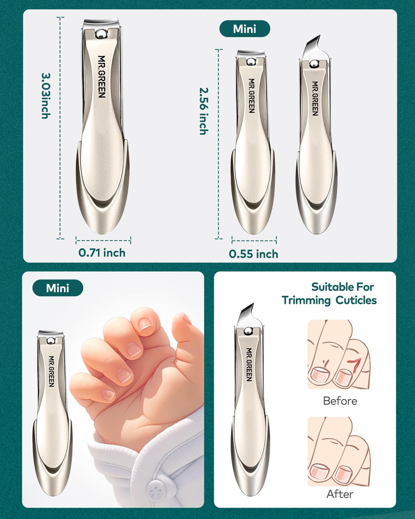 MR.GREEN 8-in-1 Manicure Set– Professional German Stainless Steel Nail Care Kit with Splash-Proof Nail Clippers, Toenail Clippers, Cuticle Tools, Travel Grooming Kit for Men & Women with Leather Case