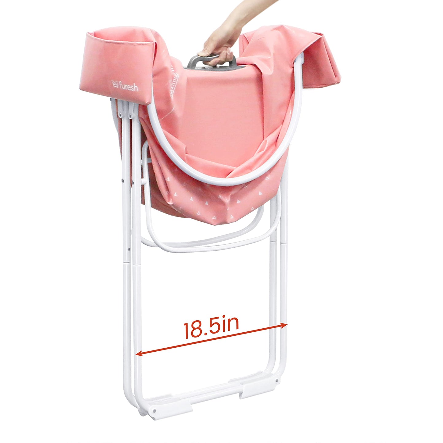 Furesh Little Dipper Dog Bath Tub and Wash Station for Bathing Shower and Grooming, Elevated Foldable and Portable, Indoor and Outdoor, for Small and Medium Size Dogs, Cats and Other Pet (Pink)