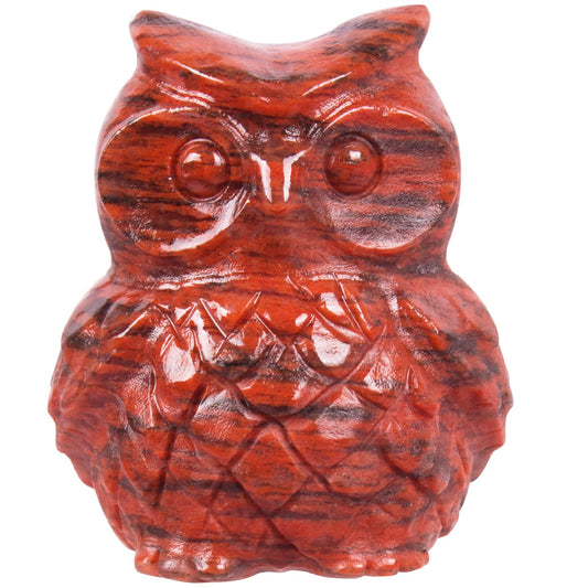 Ytbeoxk 1.9 Inch Red Sesame Stone Owl Statue, Healing Crystal Cute Decor Figurine, Hand-Carved Gemstone, Bedroom Office Spiritual Gift, Owl Gifts