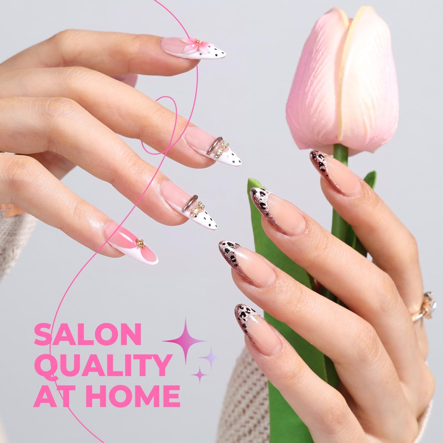 UNA GELLA Almond Nail Tips 360Pcs, 15 Sizes No Filing Needed Soft Gel Medium Almond Nail Tips Clear Full Cover, Pre-Etched Fake Nails, Soak Off Acrylic Extensions for DIY Manicure