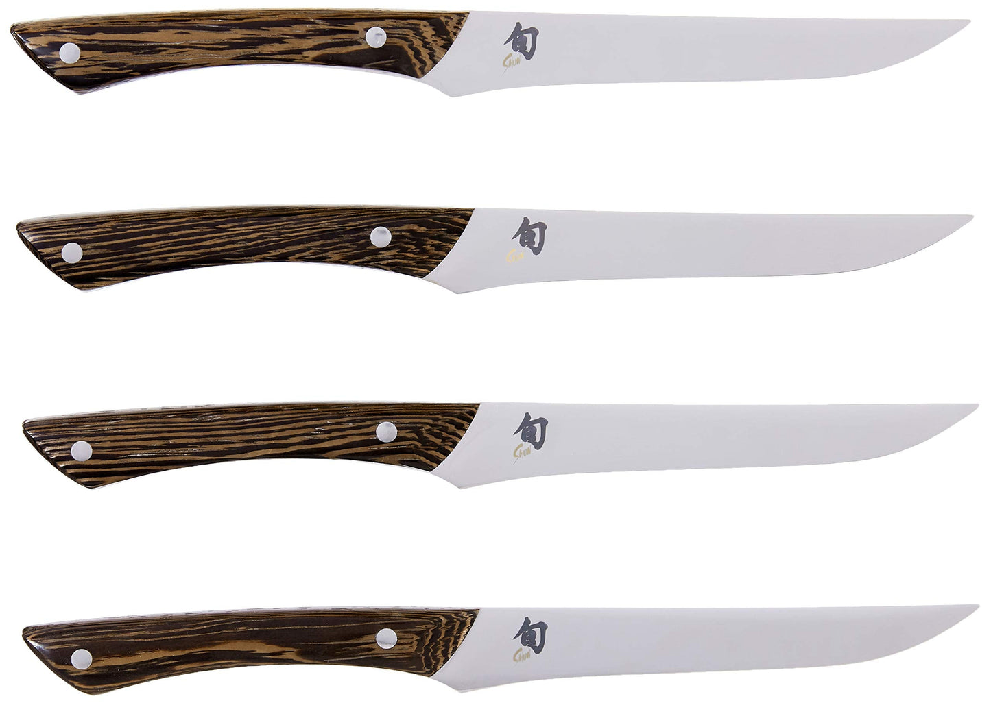 Shun Shima Natural 4-Piece Steak Knife Set, 5" Shima Steak Knives, Handcrafted Japanese Knife Set in Presentation Box, Japanese AUS8A Stainless Steel Blades, Tagayasan Handles
