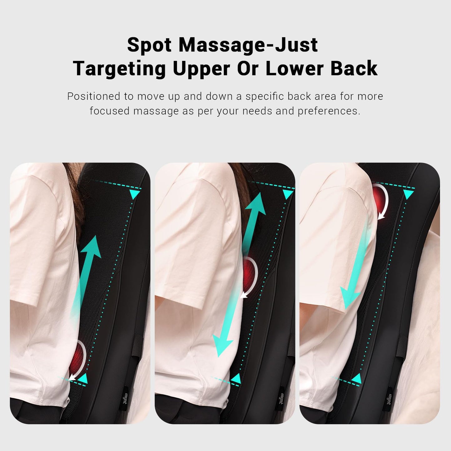 Mynt Black Acupressure Massage Chair Pad with 4 Deep Kneading Nodes, Shiatsu Back Massager for Chair with Heat, Heated Back Massage with a Cushion for Deep Tissue, Gift for Father Day
