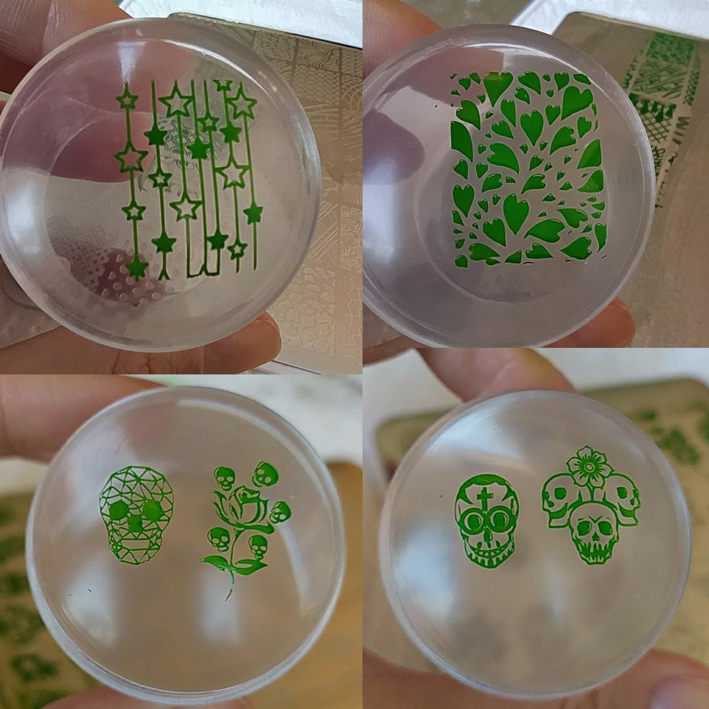 2pcs 9.5x14.5cm Nail Stamping Plates Geometry Skull Series Nail Art Stamp Templates Stencils Design Polish Manicure Stripe Dot Love Image Painting Nail Plate