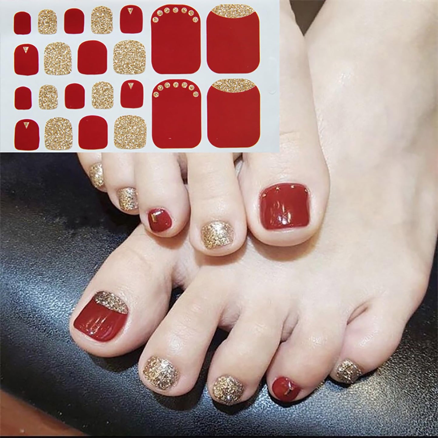 DANNEASY 20 Sheets Toe Nail Stickers Full Nail Wraps for Women - Colorful Self Adhesive Toenails Polish Strips for Toes Gel Strips Toenail Manicure Gel Sticker Nails with File, Cuticle Stick