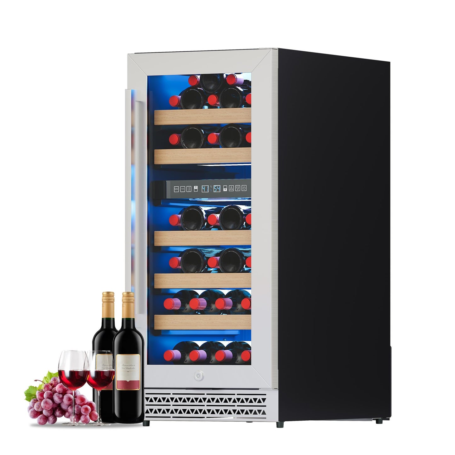 Albott 15 Inch Wine Fridge, Dual Zone 31 Bottle Wine Cooler 41–68℉ with Digital Temperature Control, Reversible Double-Layer Glass Door, Built-in or Freestanding Design for Home and Bar
