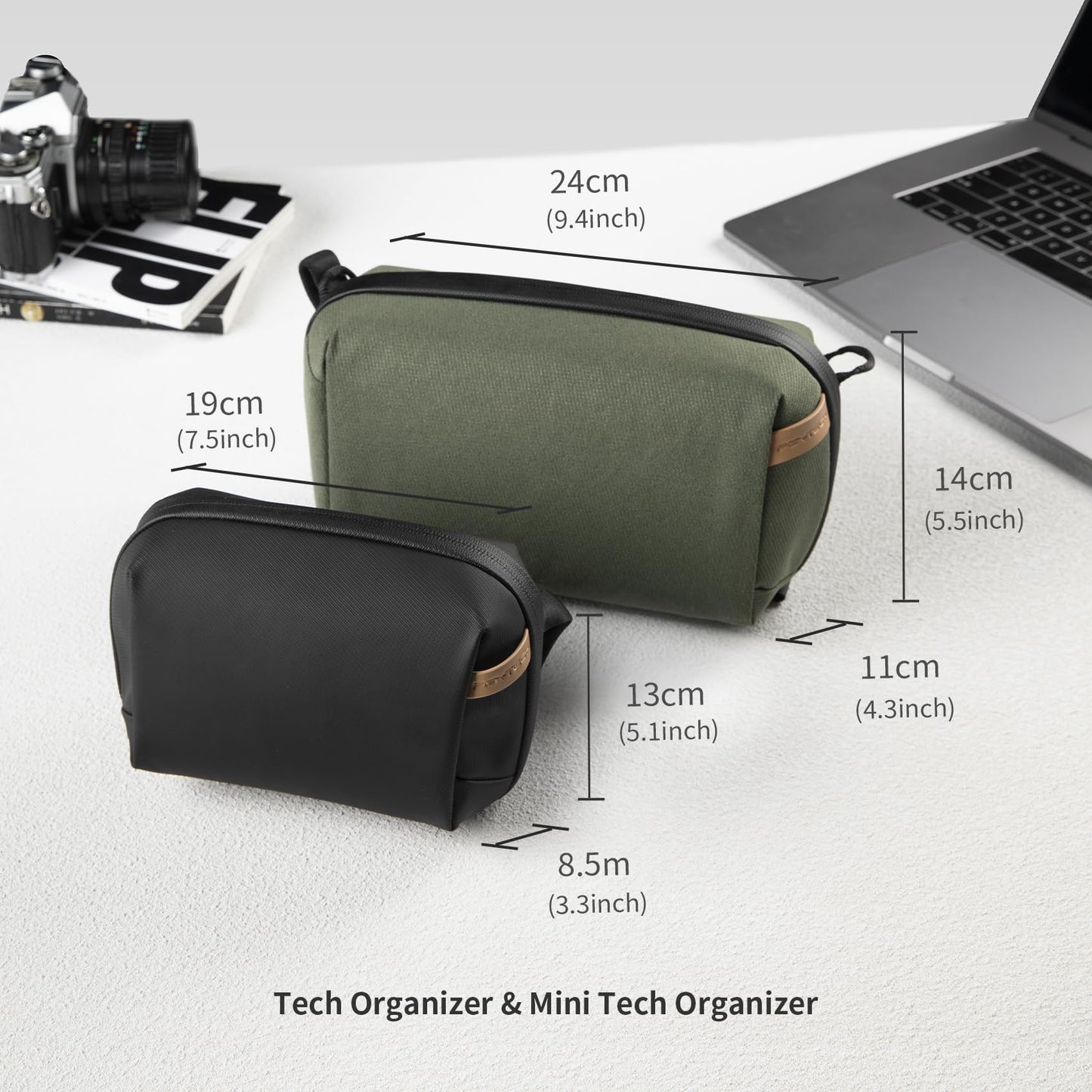 PGYTECH Mini Travel Tech Organizer, Waterproof Tech Bag, Electronics Accessories Organizer Carrying Case, Cable Organizer Bag for Cables, Cord, Phone Batteries, Charger,Photography SD Card, Black