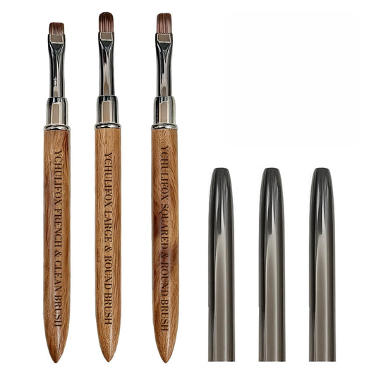 YCHULIFOX,3pcs French Tip Nail Brushes for Polygel & Builder Gel, Professional Nail Design Tools for Sculpting,Filling,Nail Extensions & Art in Home Salon Use.