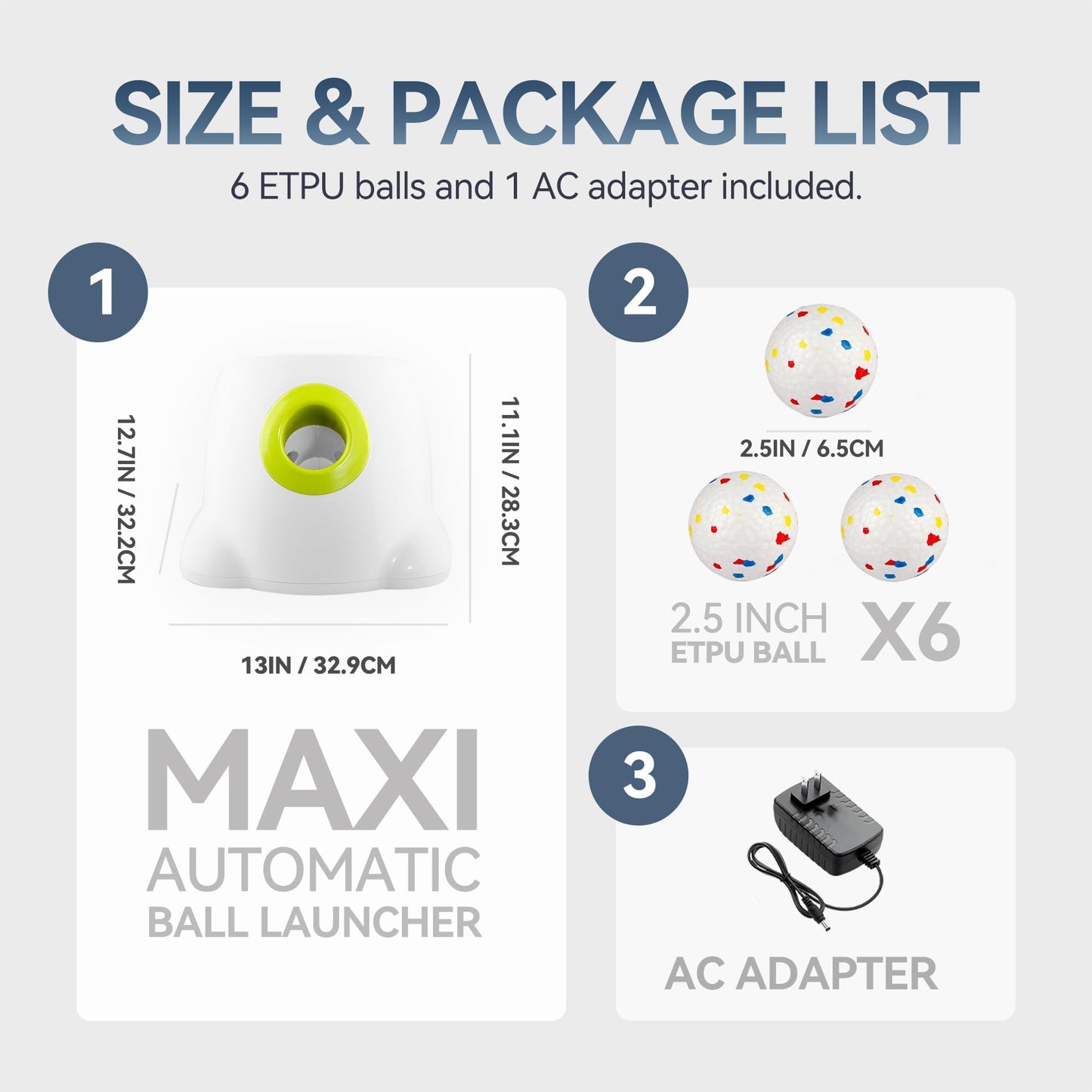 ALL FOR PAWS Automatic Dog Ball Launcher with 2.5in EPTU Balls, Ball Thrower for Medium to Large Dogs, Interactive Dog Fetch Toy for Mental & Physical Exercise