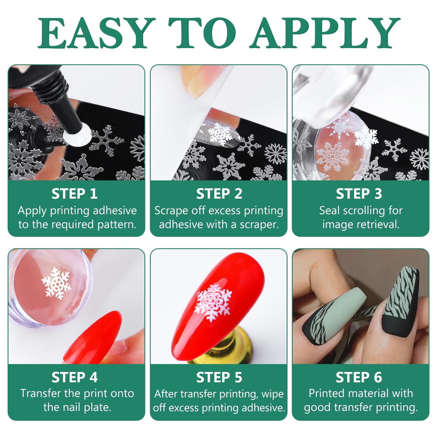 AddFavor Nail Stamping Plate Kit with Nail Stamp and Scraper, 6pcs Leaf Fruit Geometric Nail Stamper Kit for Home Salon Manicure Polish Print Stencils Design Tools
