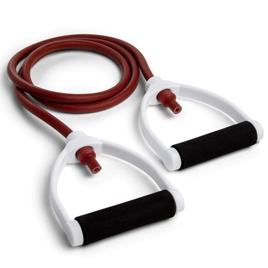Champion Sports Resistance Tube Bands for Men and Women, Durable Stretch Fitness Band for Strength Training, Stretching, Rehabilitation- Premium Home Workout Equipment- 40 Lbs Resistance Tubing-Maroon