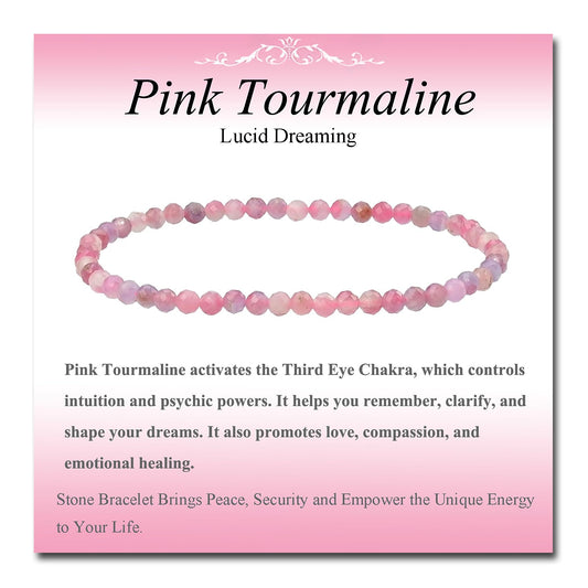 MASSIVE BEADS Natural Genuine Gemstone Beads Healing Crystal Chakra Reiki Jewelry Faceted Round Beads Bracelets (Pink Tourmaline, 3mm)