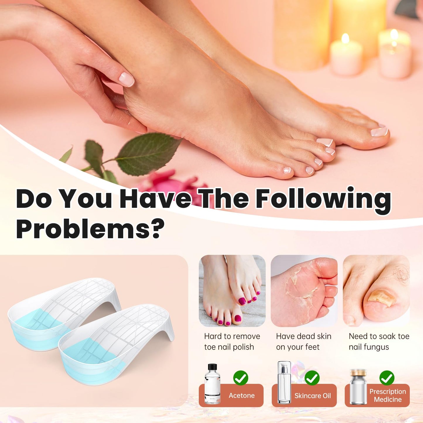 Yokilly Toe Nail Soaking Bowl: Large Size Acetone Proof Toe Soaking Tray for DIY enthusiasts Home Use - Shoe Design Foot Soaking Bath Tub for Soak Off Dip Powder Gel Polish Remover (Clear)