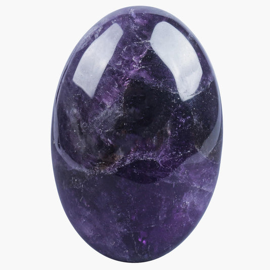 Loveliome Natural Amethyst Oval Polished Worry Stones, Healing Crystal Indoor Fountain Stones Massage Energy Anxiety Relief Items