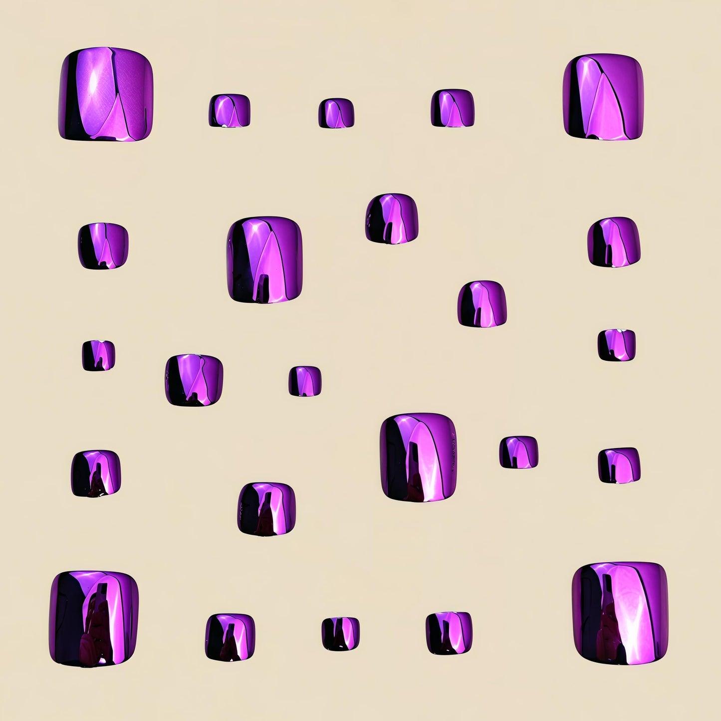 Purple Electroplating Press on Toes Nails Square Fake Toe Nails with Chrome Designs Full Cover Metallic Dark Purple Magic Mirror Acrylic Toe Toenails for Women Girls Summer Daily Wearable 24Pcs